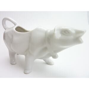 Vintage White Cow Creamer Funny Face